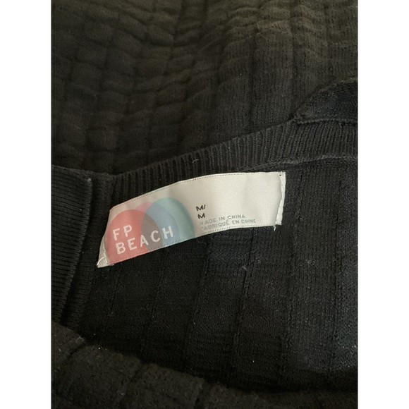 Free People Beach Womens Textured Mini Dress M Black Cover Up Minimalist Bodycon - Picture 4 of 6